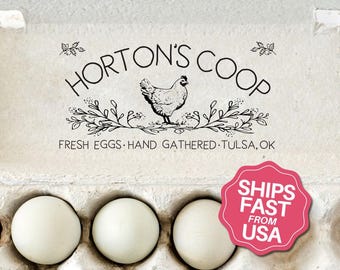 Custom Egg Carton Stamp Personalized Chicken Farm Branding Logo Botanical Egg Packaging Rubber Stamp