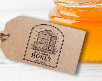 Honey Jar Gift Tag Stamp Custom Honey Labels, Tags, Honey Bee Favors Personalized Beekeepers Rubber Stamp, Beeswax Business Farmers Market