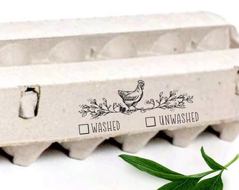 Egg Carton Stamp Washed Unwashed Egg Stamp, Chicken Egg Stamp, Farm Coop Accessory, Backyard Chicken Gift, Small Rubber Stamper Home Produce