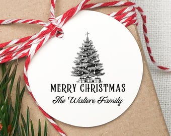 Christmas Gift Tags Stamp Personalized Holiday Cards Rubber Self Inking Stamp Christmas Tree Stamp Merry Xmas Couples Family Gift