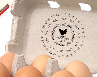 Egg Carton Stamp Egg Date Stamp, Custom Egg Carton Perpetual Calendar, Chicken Gifts, Farm Hen House Egg Packaging Supply, Farmers Market