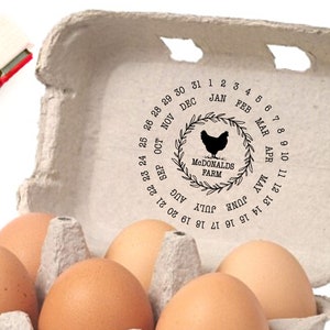 Custom Egg Carton Stamp, Egg Carton Date Stamp, Egg Date Stamp, Custom Farm Stamp, Date Laid Stamp, Egg Packaging Supply, Farmers Market Tag