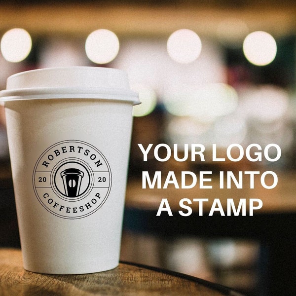 Coffee Logo Stamp For Coffee Sleeves, Custom Logo Stamps Coffee Business Stamp Cup, Business Branding Rubber Stamp or Self Inking To Go Cups