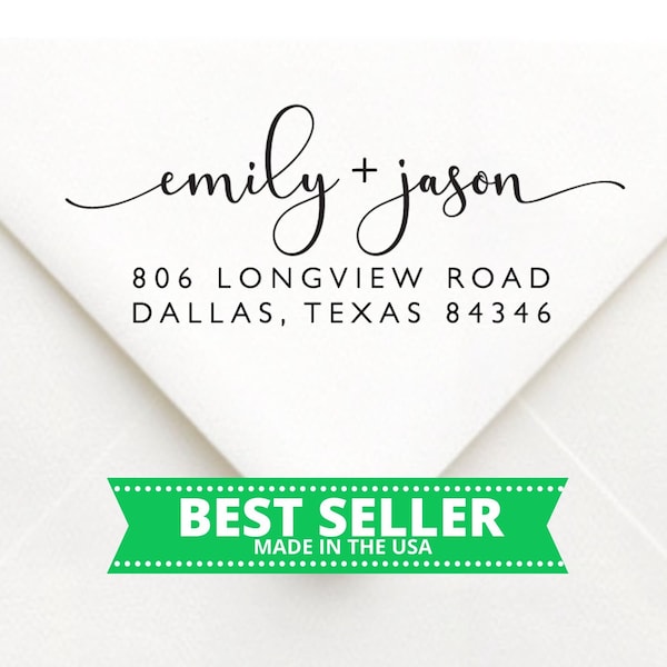 Return Address Stamp Custom Stamp Self Inking, Bride Gift Modern Wedding Personalized Calligraphy Save The Date Stamp Couple Engagement