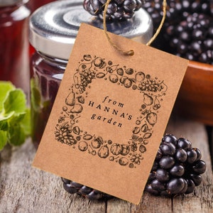Tampon du jardin, cadeau jardinage pour maman, grand-mère, étiquette cadeau pour hôtesse de l'art, conserves et pâtisseries, étiquette de jardin personnalisée, cadeaux