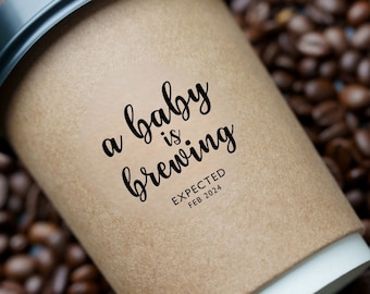 Baby Shower Coffee Sleeves Stamp Custom Baby Shower Favors, Tea Baby Shower Tea Cups Sleeve, Personalized To Go Coffee Cups, Boy Girl Reveal