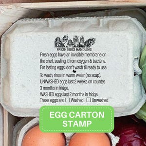 Egg Handling Stamp Egg Instructions Stamp Egg Carton Stamp, Safe Eggs Information, Farm Fresh Eggs Stamper, Chicken Egg Care Farmer's Market