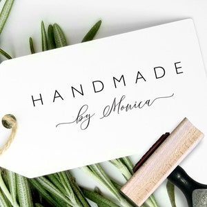 Handmade By Stamp Custom Rubber Stamp Calligraphy Handmade Tags Small Business Stamp, Etsy Seller Gift Tag, Made By, Made For You Crafter