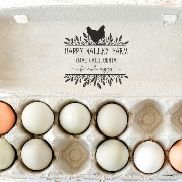 Fresh Eggs Stamp, Egg Carton Stamp Custom Farm Stamp, Large Chicken Egg Rubber Stamp, Farm Name Stamp, Personalized Chicken Lover Gift