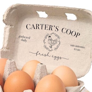 Egg Carton Stamp Custom Egg Cartons Personalized Egg Cartons Stamp Farmhouse Gift Fresh Eggs Stamper Backyard Chicken Farmer Rubber Stamp