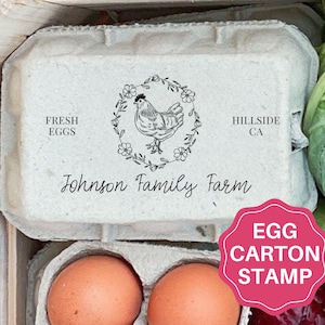 Egg Carton Stamp Personalized Chicken Egg Cartons Stamp Custom Homestead Stamp, Hand Picked Eggs, Family Farm Name Fresh Egg Carton Label