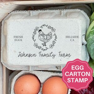 Egg Carton Stamp Personalized Chicken Egg Cartons Stamp, Farmhouse Gift, Fresh Eggs Stamper, Farm Name Custom Cartons Label Rubber Stamp