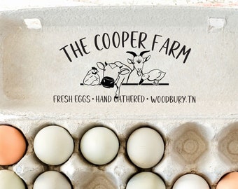 Custom Egg Carton Stamp Farm Animals Personalized Chicken Egg Cartons, Fresh Eggs Stamp, Coop Backyard Hobby Gift For Farmer Wife Cow Goat