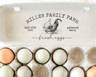 Egg Carton Stamp Personalized Chicken Egg Carton Stamp For Gifting Eggs, Custom Farm Stamp, Farmer Coop Accessory, Large Rubber Stamper Tags