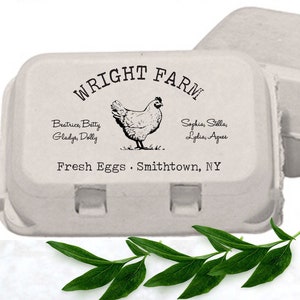 Egg Carton Stamp Custom Chicken Names Egg Cartons, Farmer Chicken Mom Gift Personalized Fresh Eggs Stamp With Farm Coop Name Husband Gift image 7