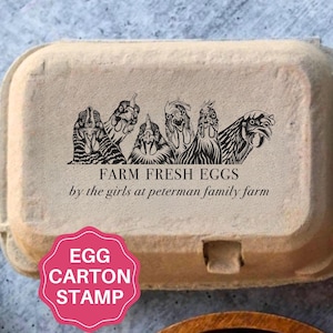 Personalized Egg Carton Stamp Custom Egg Cartons Unique Chicken Lover Gift, Homestead Stamper Coop Name Family Farm Fresh Eggs Logo Stamper