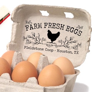 Egg Carton Stamp Customized Egg Cartons Large Rubber Stamps, Chicken Owner Gift, Family Farm Hobby Coop Label Stamper For Chicken Keeper Mom