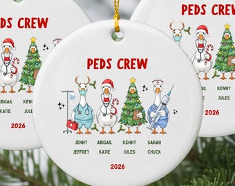 Personalized Pediatric Nurse Ornament Set Peds Crew Gift Custom Peds Nurse Squad Group Matching Bulk Christmas Ornaments Peds Team Gift 2026