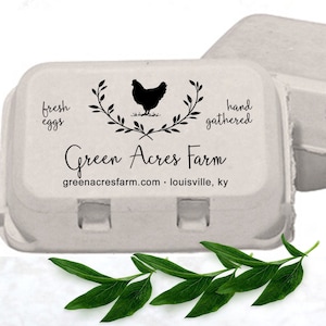 Egg Carton Stamp Personalized Custom Egg Cartons Stamp, Fresh Eggs Rubber Egg Box Stamper, Backyard Coop Farm Name Logo, Chicken Keeper Gift