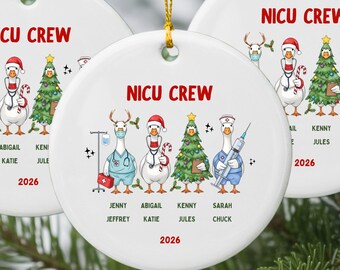 Personalized NICU Nurse Ornament Set NICU Crew Gift Custom NICU Nurse Squad Group Matching Bulk Christmas Ornaments Team Gift 2026