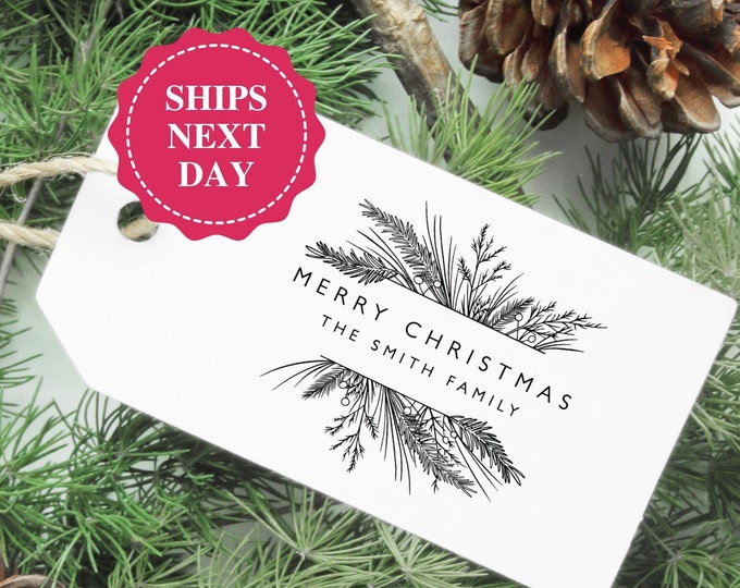 Christmas Personalized Gift Tags Stamp, Christmas Stamp Custom Rubber