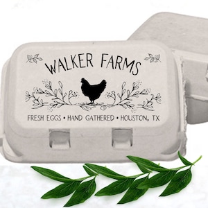 Egg Carton Stamp Custom Egg Cartons, Personalized Egg Carton Label, Chicken Coop Gift, Floral Egg Box, Backyard Farmer Gift With Farm Name