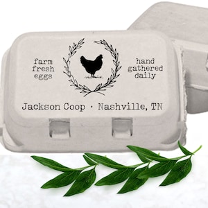 Custom Egg Cartons Stamp Chicken Farmer Gift, Hobby Farm Personalized Egg Cartons, Backyard Hens Coop Stamp, Fresh Eggs Stamper Accessories image 1