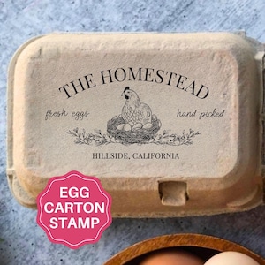 Custom Egg Carton Stamp Personalized Chicken Egg Cartons Stamper, Farmhouse Gift, Hand Picked Fresh Eggs, Farm Name Logo Design Label Stamp