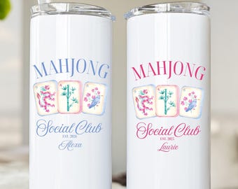 Mahjong Tumbler Mahjong Social Custom Cup Gift For Mahjong Player Mahjong Lover Skinny Travel Mug 20oz, Party Game Night Hostess Gift