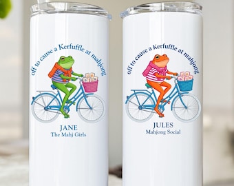 Divertido vaso de Mahjong, regalo para jugadores de club, meme de rana, regalo para amantes del Mahjong, taza de viaje de 20 oz, regalo para anfitrionas de fiestas y noches de juegos.