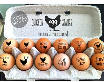 Egg Stamps For Chicken Eggs, Funny Egg Stampers Chicken Egg Stamps Farm Fresh Eggs, Mini Chicken Stamps Gifts For Backyard Farmer Market Tag