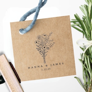 Tampon logo mariage Tampon faire-part de mariage personnalisé, Cadeaux de douche nuptiale, bouquet de fleurs sauvages, cadeau de mariage personnalisé, papeterie monogramme