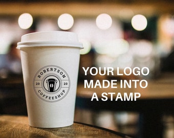 Coffee Logo Stamp For Coffee Sleeves, Custom Logo Stamps Coffee Business Stamp Cup, Business Branding Rubber Stamp or Self Inking To Go Cups