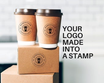 Custom Coffee Sleeve Stamp Custom Logo Stamps, Self Inking or Rubber Stamper, Coffee Sleeves To Go Cups, Shop Branding Marketing Packaging