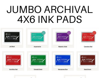 JUMBO Ink Pad 4x6 Archival Ink, 10 Colors, Oversized Stamp Ink, Ranger Non Toxic Ink, Rubber Stamp Ink, Permanent Acid Free