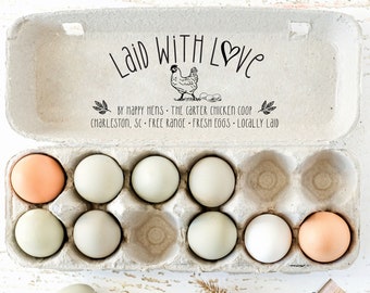 Egg Carton Stamp Custom Egg Cartons Laid With Love By Happy Hens, Gift For Backyard Chicken Owner, Chicken Lover Gift, Chicken Coop Mom Dad