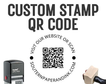 QR Code Self-Inking Stamp, Custom QR Code Rubber Stamp Social Media Your Website Small Business Packaging Branding Shipping Etsy Shop Stamp