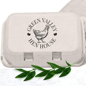 Tampon de carton d'oeufs personnalisé cartons d'oeufs de poule tampon de ferme, grand tampon de carton en caoutchouc, carton d'oeufs personnalisé nom de fermier cadeau de poulailler
