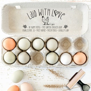 Egg Carton Stamp Custom Egg Cartons Laid With Love By Happy Hens, Gift For Backyard Chicken Owner, Chicken Lover Gift, Chicken Coop Mom Dad