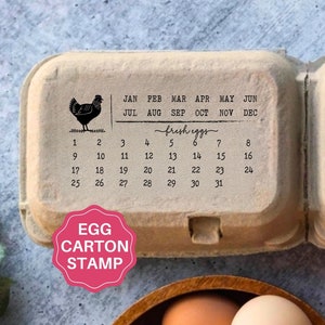 Egg Date Stamp Egg Carton Stamp, Egg Carton Label, Fresh Eggs Date Collected, Perpetual Calendar Farm Fresh Eggs Packaging Chicken Coop