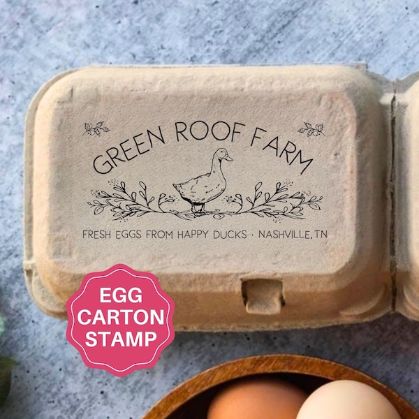 Duck Egg Carton Stamp Custom Duck Eggs Stamp Personalized Rubber Egg Carton Stamp, Farm Egg Stamp, Farmer Gift, Farm Fresh Eggs Duck Stamp