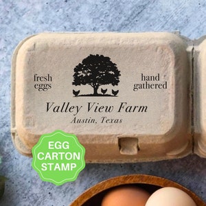 Tampon de carton d'oeufs Boîtes d'oeufs de poule personnalisées, Tampon de ferme de poulet, Accessoire de poulailler, Cadeau poulet en chêne, Tampon en caoutchouc de grande boîte d'oeufs frais