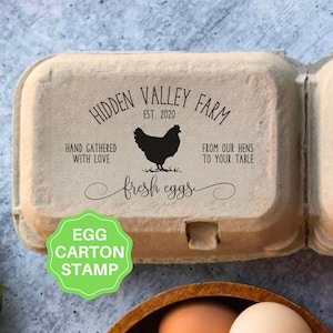 Tampon personnalisé pour cartons d'oeufs, boîtes d'oeufs de poule, étiquettes pour poulailler de ferme, accessoire de ferme, cadeau pour amateur de poulet de basse-cour, grand tampon oeuf en caoutchouc
