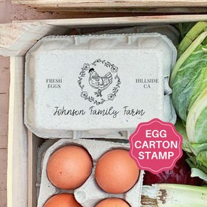 Tampon en carton personnalisé pour œufs de poule, cadeau de la ferme, tampon pour œufs frais, tampon en caoutchouc pour étiquette de cartons personnalisés nom de ferme
