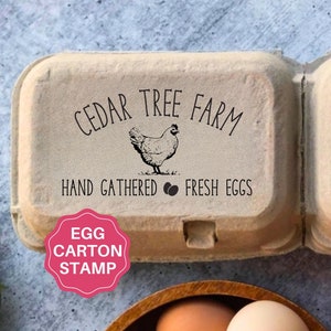 Egg Carton Rubber Stamp For Chicken Eggs or Duck Egg Cartons, Farm Fresh Eggs Carton Large Stamper, Farm Gift Farmhouse Homestead Coop Idea
