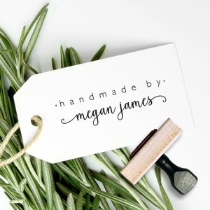 Handmade Rubber Stamp Custom Rubber Stamp, Calligraphy Handmade Stamp, Small Business Stamp, Etsy Seller Tag, Created By, Made For You Kraft