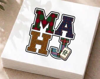 Mahjong Napkins Fall Preppy Plaid Mahjong Cocktail Napkins Gift For Mahjong Lover Mahjong Besties Mahj Autumn Party Decor Hostess Gift