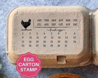 Egg Date Stamp Egg Carton Stamp, Egg Carton Label, Fresh Eggs Date Collected, Perpetual Calendar Farm Fresh Eggs Packaging Chicken Coop