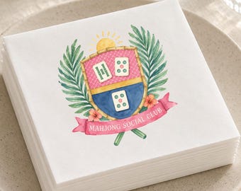 Mahjong Cocktail Napkins Pink Green Game Night Table Decor Mahjong Party Hostess Gift Social Napkins Gift For Mahjong Lover Mahjong Besties