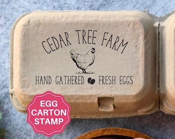 Egg Carton Stamp Personalized Chicken Egg Cartons Custom Farm Chicken Coop Gift, Hand Gathered Hen Duck Quail Fresh Eggs, Farm Name Logo